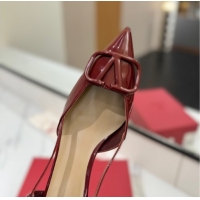 Luxury Valentino VLogo Signature Slingback Pumps 4.5cm in Patent Calfskin Dark Burgundy 2025 VA082111