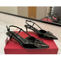 Best Price Valentino VLogo Signature Slingback Pumps 4.5cm in Patent Calfskin All Black VA082111