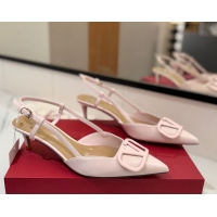 Low Price Valentino VLogo Signature Slingback Pumps 4.5cm in Patent Calfskin Light Pink VA082111