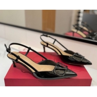 Perfect Valentino VLogo Signature Slingback Pumps 4.5cm in Patent Calfskin Black2 2025 VA082111