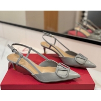 Unique Style Valentino VLogo Signature Slingback Pumps 4.5cm in Patent Calfskin Grey 2025 VA082111