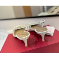 Classic Hot Valentino VLogo Signature Slingback Pumps 4.5cm in Patent Calfskin White 2025 VA082111