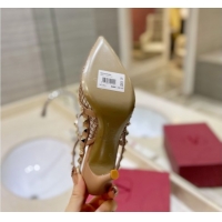 Luxury Valentino Rockstud Pumps 10cm in Quilted Mesh and Strass Pale Pink 2025 VA082112