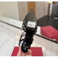 Top Grade Valentino Rockstud Pumps 6.5cm in Mesh and Lace with Triple Strap Black 0821108