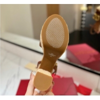 Grade Quality Valentino VLogo Grainy Calfskin Platform Sandals 11.5cm Brown/Gold VA082112