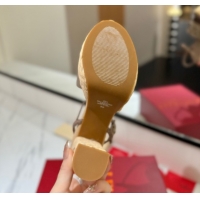 Popular Style Valentino VLogo Calfskin Leather Platform Sandals 11.5cm Dusty Beige 2025 VA082112