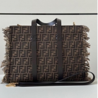 Well Crafted Fendi Summer Tote Bag in Brown FF Jacquard Fabric with Fringes 8683 Brown 2025