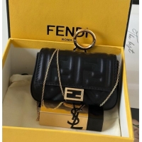 Best Price Fendi Nano Baguette Charm in Black FF Lambskin Leather 0136F Black 2025