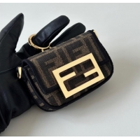 Reasonable Price Fendi Nano Baguette Charm in Brown FF jacquard fabric 8567E 2025