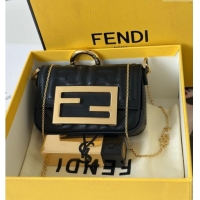 Trendy Design Fendi Nano Baguette Charm in FF Leather 8567 Black 2025