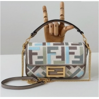 Well Crafted Fendi Baguette Mini Bag in Canvas with FF embroidery 0159S Green/Blue/Multicolor 2025