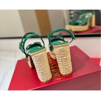Unique Style Valentino VLogo Calfskin Leather Platform Sandals 11.5cm Green 2025 VA082112