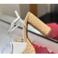 Buy Discount Valentino VLogo Calfskin Leather Platform Sandals 11.5cm White 2025 VA082112 0821121