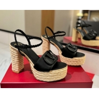 Shop Cheap Valentino VLogo Calfskin Leather Platform Sandals 11.5cm Black 2025 VA082112 0821122