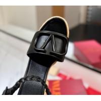 Shop Cheap Valentino VLogo Calfskin Leather Platform Sandals 11.5cm Black 2025 VA082112 0821122