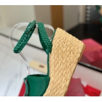 Good Looking Valentino VLogo Calfskin Leather Wedge Sandals 9cm Green 2025 VA082113 0821129