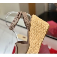 Lowest Price Valentino VLogo Calfskin Leather Wedge Sandals 9cm Dusty Beige 2025 VA082113 0821130