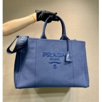 Super Quality Prada Mens Jardinière extra-large cotton canvas tote bag 2VG131 Baltic Blue 2025
