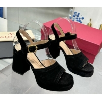 Unique Style Valentino Fawcette Platform Sandals 10cm in Suede Black 0902031