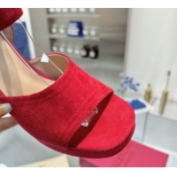 Classic Hot Valentino Fawcette Platform Sandals 10cm in Suede Red 0902035