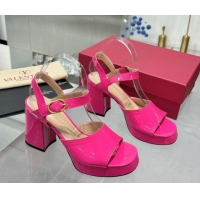 Best Product Valentino Fawcette Platform Sandals 10cm in Polished Calfskin Pink 0902037