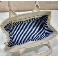 Buy Fashion Prada Printed Fabric Tote Bag 1BG439 White 2025