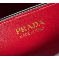Big Discount Prada Panier mini Saffiano leather bucket bag 1BA217 Black/Red 2025