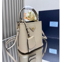 Buy Cheapest Prada Panier mini Saffiano leather bucket bag 1BA217 Beige 2025