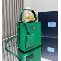 Unique Style Prada Panier mini Saffiano leather bucket bag 1BA217 Green 2025