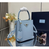 Good Taste Prada Panier mini Saffiano leather bucket bag 1BA217 Light Blue 2025 (New Tag)