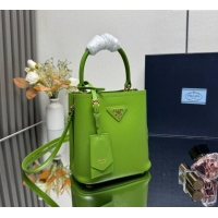 Super Quality Prada Panier mini Saffiano leather bucket bag 1BA217 Green 2025 (New Tag)