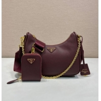 Best Price Prada Re-Edition 2005 Saffiano leather bag 1BH204 Burgundy 2025
