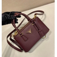 Grade Quality Prada Galleria mini Saffiano leather bag 1BA916 Burgundy 2025