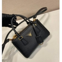 Luxury Discount Prada Galleria mini Saffiano leather bag 1BA916 Black 2025