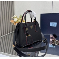 New Fashion Prada Double small Saffiano leather bag 1BG443 Black/Red 2025