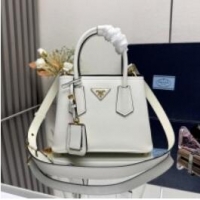 Traditional Discount Prada Double small Saffiano leather bag 1BG443 White 2025