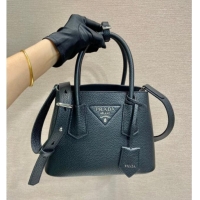 Luxury Cheap Prada Double small Grained leather bag 1BG443 Black 2025