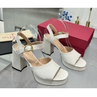 Best Price Valentino Fawcette Platform Sandals 10cm in Polished Calfskin White 0902043