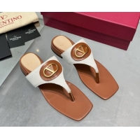 Best Product Valentino Vlogo Signature Flat Thong Slides Sandal in Canvas and Leather Brown 0902062