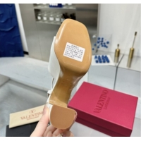 Sophisticated Valentino Gold-Tone Vlogo Signature Platform Sandals 11cm in Calfskin Leather White 0902083