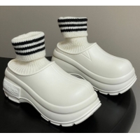 Best Price Balenciaga Knit Sock and Rubber Boots White 0827009
