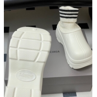 Best Price Balenciaga Knit Sock and Rubber Boots White 0827009