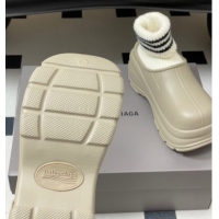 Durable Balenciaga Knit Sock and Rubber Boots Beige 0827011