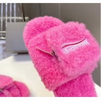 Low Cost Balenciaga Shearling-Like Platform Slides Sandal Pink 0827012