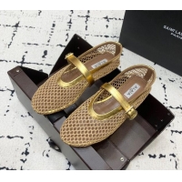 Trendy Design Alaia Ballerinas Flat in Fishnet 0531 Gold/Beige 2024