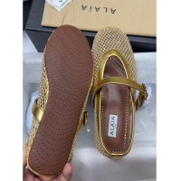 Trendy Design Alaia Ballerinas Flat in Fishnet 0531 Gold/Beige 2024
