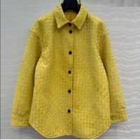 Famous Brand Bottega Veneta Intrecciato Nubuck Calfskin Oversized Jacket 0728 Yellow 2025