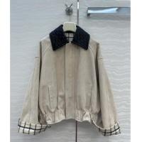Affordable Price Bottega Veneta Suede Jacket BV91623 Beige 2025