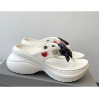 Best Grade Balenciaga Women's Crocs™ Thong Slides Sandal in Rubber with Charm White 0827022