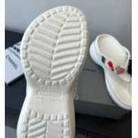 Best Grade Balenciaga Women's Crocs™ Thong Slides Sandal in Rubber with Charm White 0827022